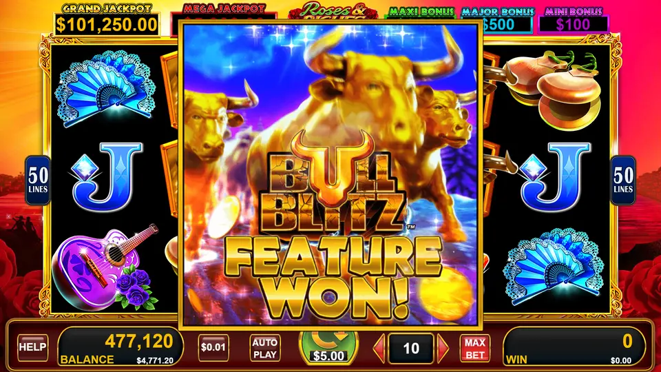Bull Rush bull blitz hold and spin with locked silver and gold coins